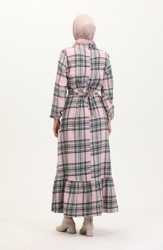 Lumberjack Fabric Belted Dress 0537-03 Powder 0537-03