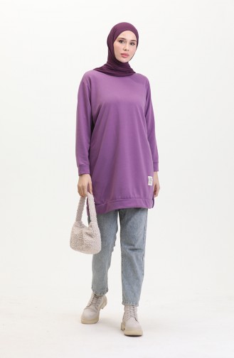 Slit Detailed Sports Tunic 0269-09 Lilac 0269-09