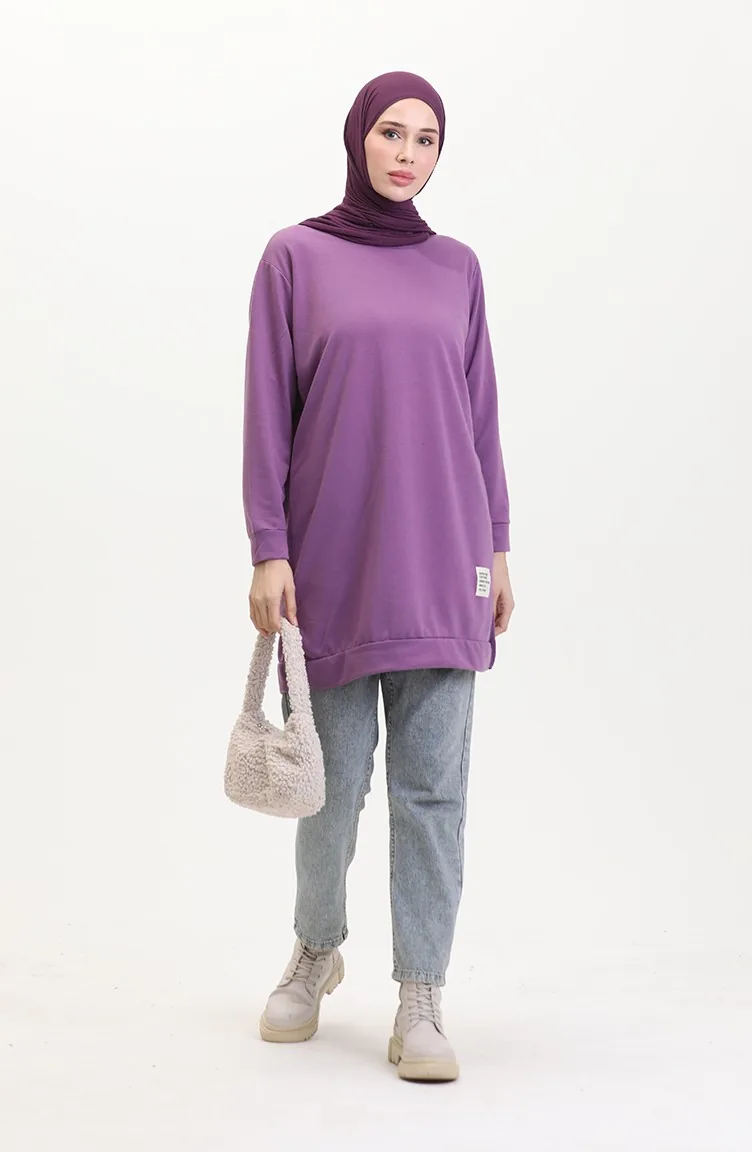 Slit Detailed Sports Tunic 0269-09 Lilac 0269-09