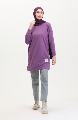 Slit Detailed Sports Tunic 0269-09 Lilac 0269-09