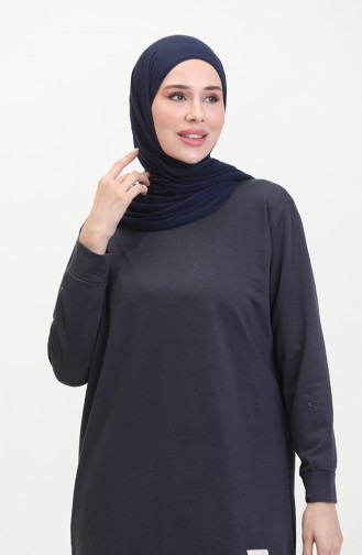 Yırtmaç Detaylı Spor Tunik 0269-10 Koyu Lacivert