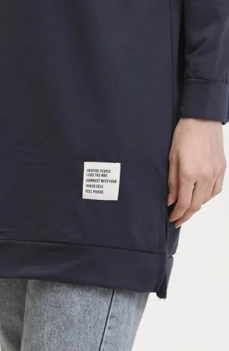 Yırtmaç Detaylı Spor Tunik 0269-10 Koyu Lacivert 0269-10