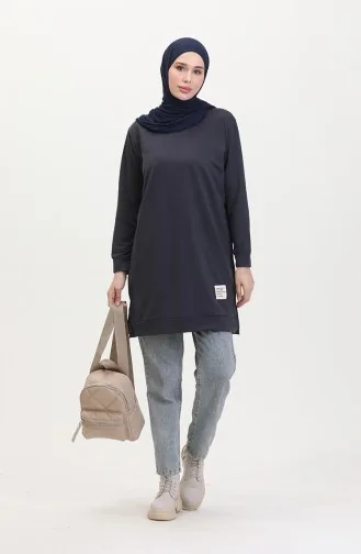 Yırtmaç Detaylı Spor Tunik 0269-10 Koyu Lacivert 0269-10