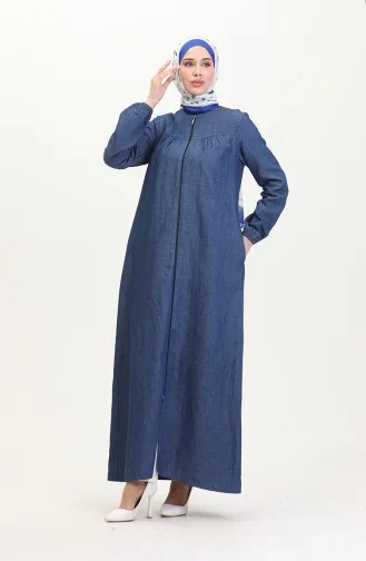 Geraffter Denim-Abaya Aus Tensel-Stoff 2030-01 Hellblau 2030-01