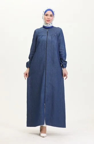 Geraffter Denim-Abaya Aus Tensel-Stoff 2030-01 Hellblau 2030-01