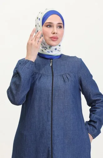 Geraffter Denim-Abaya Aus Tensel-Stoff 2030-01 Hellblau 2030-01