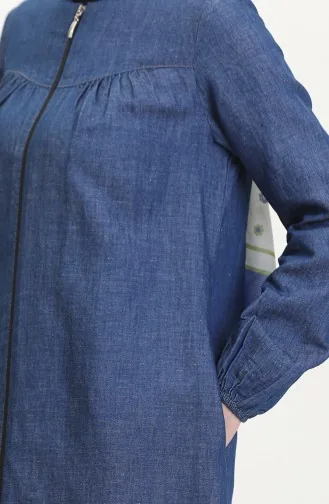 Geraffter Denim-Abaya Aus Tensel-Stoff 2030-01 Hellblau 2030-01