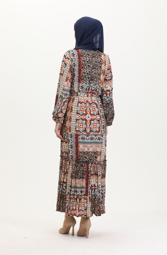 Amelya Volant-Gürtel-Viskosekleid S M L-XL Größe 4588AA-01 Braun Tan 4588AA-01