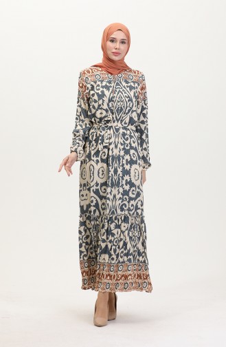 Amelya Viscose-jurk Met Volant En Riem SML-XL Maat 4588AB-01 Grijs 4588AB-01