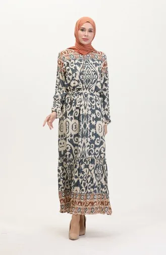 Amelya Volant-Viskosekleid Mit Gürtel S M L-XL Größe 4588AB-01 Grau 4588AB-01