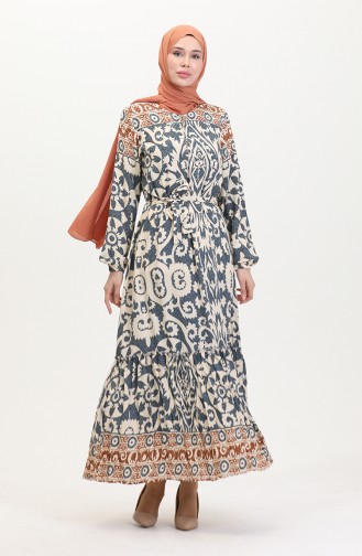 Amelya Viscose-jurk Met Volant En Riem SML-XL Maat 4588AB-01 Grijs 4588AB-01