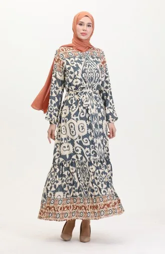 Amelya Volant-Viskosekleid Mit Gürtel S M L-XL Größe 4588AB-01 Grau 4588AB-01