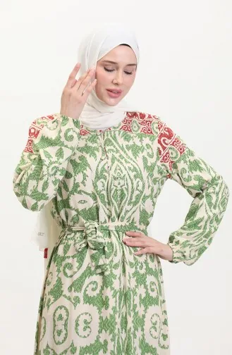 Amelya Viscose-jurk Met Volant En Riem Sml-xl Maat 4588AB-02 Groen 4588AB-02