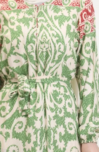 Amelya Viscose-jurk Met Volant En Riem Sml-xl Maat 4588AB-02 Groen 4588AB-02