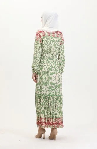 Amelya Viscose-jurk Met Volant En Riem Sml-xl Maat 4588AB-02 Groen 4588AB-02