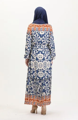 Amelya Volant-Gürtel-Viskosekleid Sml-XL Größe 4588AB-03 Indigo 4588AB-03