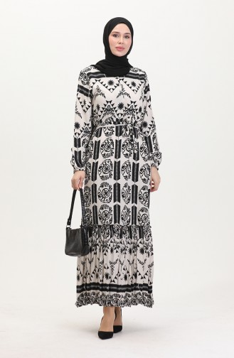 Amelya Farbalı Kuşaklı Viskon Elbise S-m-l-xl Beden 4588AC-01 Siyah