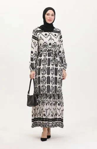 Amelya Farbalı Kuşaklı Viskon Elbise S-m-l-xl Beden 4588AC-01 Siyah