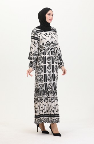 Amelya Farbalı Kuşaklı Viskon Elbise S-m-l-xl Beden 4588AC-01 Siyah