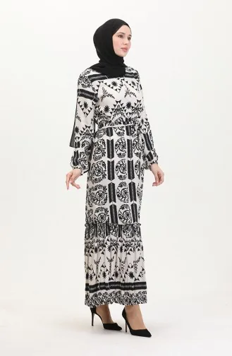 Amelya Farbalı Kuşaklı Viskon Elbise S-m-l-xl Beden 4588AC-01 Siyah