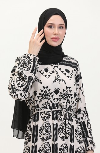 Amelya Farbalı Kuşaklı Viskon Elbise S-m-l-xl Beden 4588AC-01 Siyah