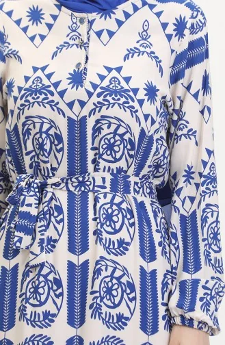 Robe En Viscose Ceinturée à Volants Amelya S M L-xl Taille 4588AC-02 Bleu 4588AC-02