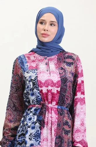 Amelya Volant-Gürtel-Viskosekleid S M L-XL Größe 4588AE-01 Kirschblau 4588AE-01