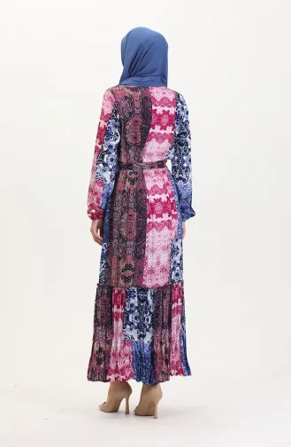 Amelya Volant-Gürtel-Viskosekleid S M L-XL Größe 4588AE-01 Kirschblau 4588AE-01