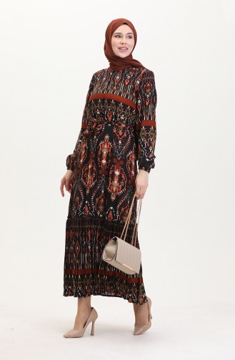 Amelya Farbalı Kuşaklı Viskon Elbise S-m-l-xl Beden 4588AF-01 Siyah