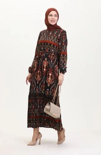 Robe En Viscose Ceinturée À Volants Amelya S M L-xl Taille 4588AF-01 Noir 4588AF-01
