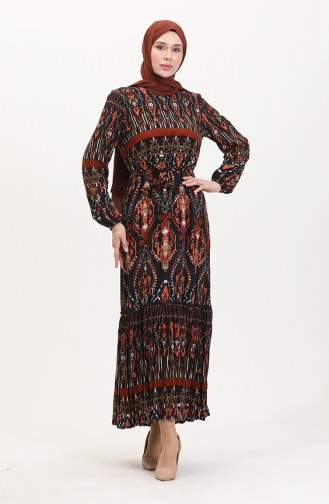 Amelya Farbalı Kuşaklı Viskon Elbise S-m-l-xl Beden 4588AF-01 Siyah