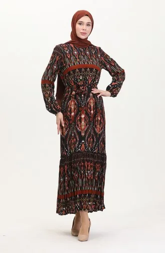 Robe En Viscose Ceinturée À Volants Amelya S M L-xl Taille 4588AF-01 Noir 4588AF-01