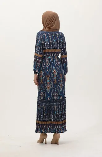 Amelya Volant-Viskosekleid Mit Gürtel S M L-XL Größe 4588AF-02 Blau 4588AF-02