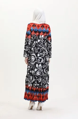 Amelya Farbalı Kuşaklı Viskon Elbise S-m-l-xl Beden 4588AG-01 Siyah
