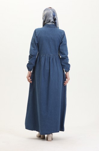 Zippered Denim Dress 3500-01 Dark Navy Blue 3500-01