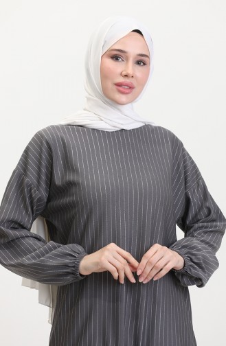 Çizgili Tunik 1028-01 Gri