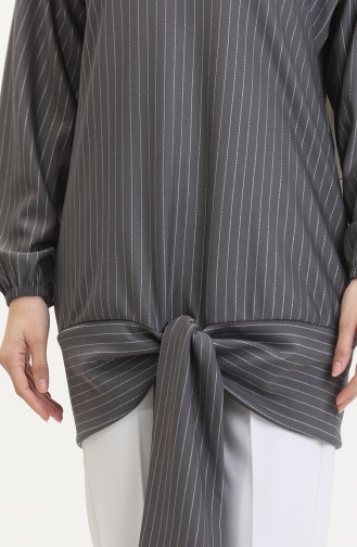 Çizgili Tunik 1028-01 Gri