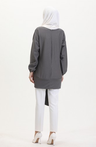 Çizgili Tunik 1028-01 Gri
