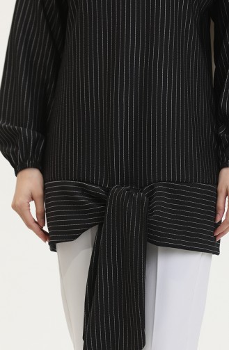 Çizgili Tunik 1028-02 Siyah