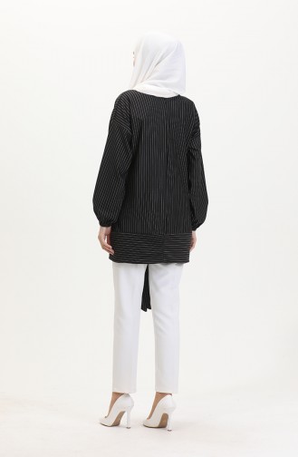Çizgili Tunik 1028-02 Siyah