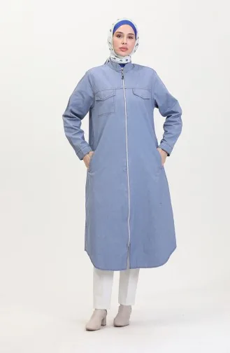 Große Denim-Tunika Mit Reißverschluss 35301-01 Marineblau 35301-01