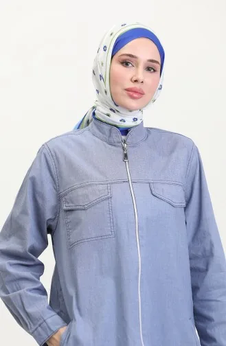 Große Denim-Tunika Mit Reißverschluss 35301-01 Marineblau 35301-01