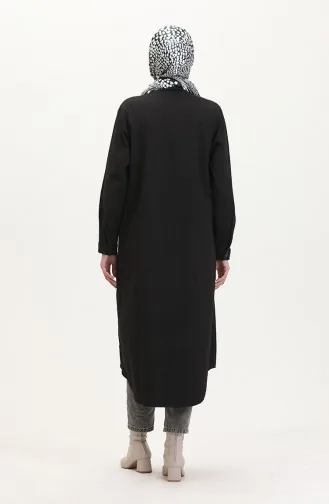 Büyük Beden Fermuarlı Kot Tunik 35301-02 Siyah