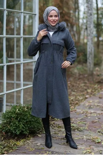 Tunnel Detailed Cashmere Coat Anthracite 1226 628