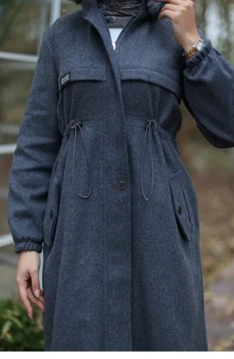Tunnel Detailed Cashmere Coat Anthracite 1226 628