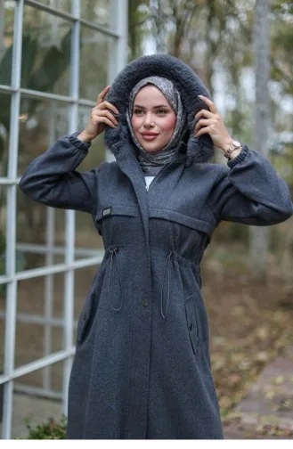 Tunnel Detailed Cashmere Coat Anthracite 1226 628