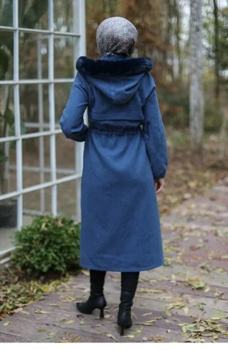 Manteau En Cachemire Détaillé Tunnel Indigo 1226 629