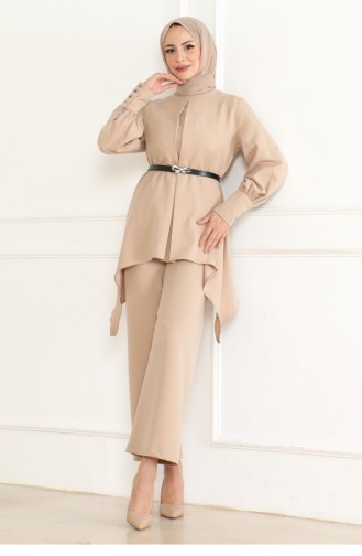 Gürteldetailanzug Beige 19001 15345