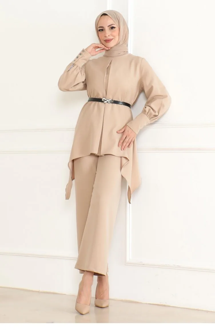 Gürteldetailanzug Beige 19001 15345