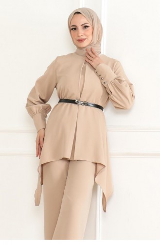 Gürteldetailanzug Beige 19001 15345